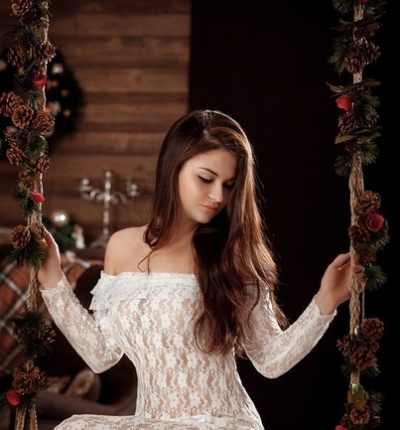 Lace boudoir dress White Flower