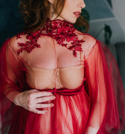 Boudoir tulle dress Red