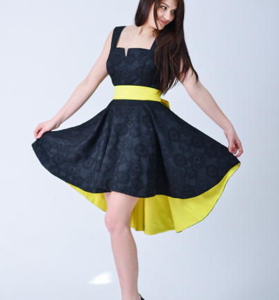 Dress Black Yellow