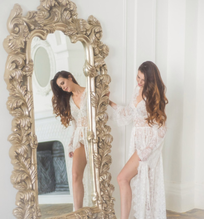 Lace boudoir dress White